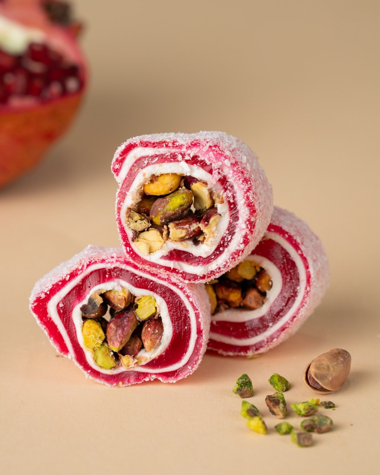 Granatapfel Sarma Lokum mit Pistazien & Kokos