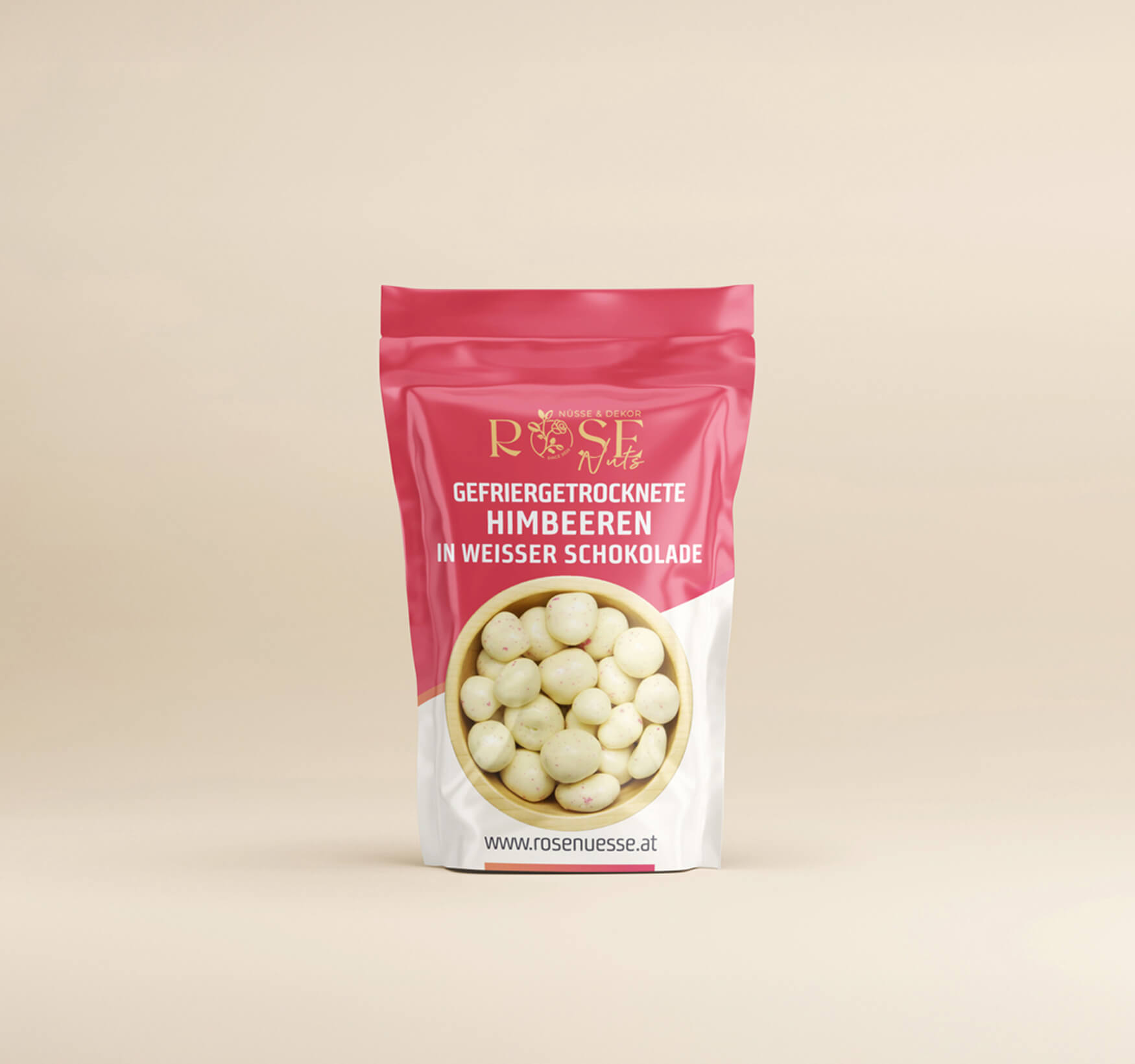 Gefriergetrocknete Himbeeren in weißer Schokolade 250g