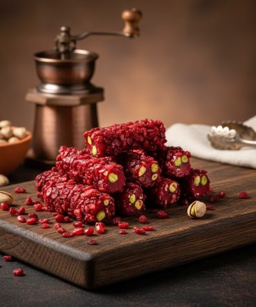 Spezial-Lokum mit Ribisel, Granatapfel und Pistazien